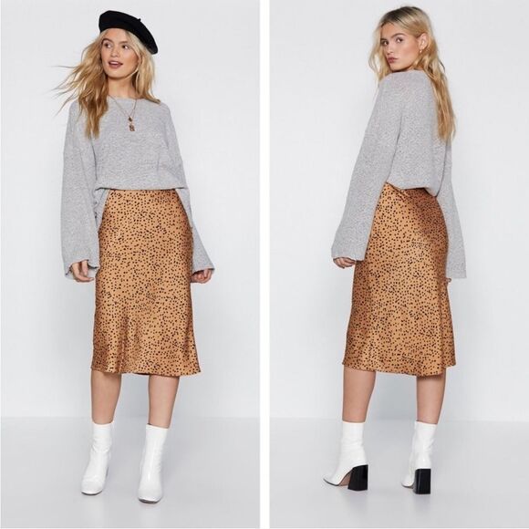 NWT Silk Cheetah Print Midi Skirt - Picture 2 of 8